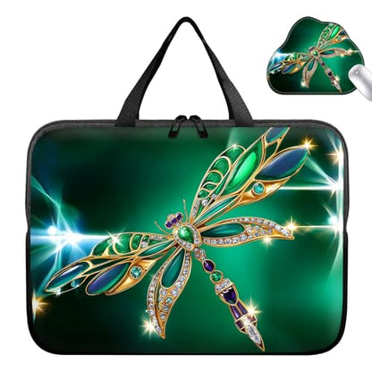 Laptop Bag 12 Inch,Resistant Shockproof Laptop Sleeve Case Protective Cover Carrying Case with Handle Compatible for HP Dell Lenovo Acer Asus Notebook Computer,Emerald Dragonfly - color: Emerald Dragonfly, size: 11-12.5 in
