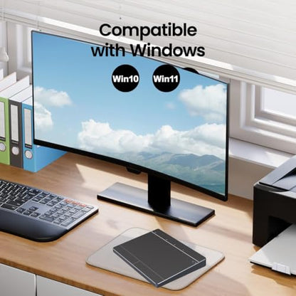 JOMAA Wired&2.4GWireless&Bluetooth Trackpad for Windows 10/11,Rechargeable Touchpad Mouse with Multi-Gesture Support for PC Laptop Computer (Black) - color: Black