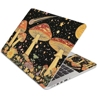 15.6 Inch Laptop Skin Sticker, Reusable Vinyl Cover Protector with 2 Wrist Pad Skins, Removable Waterproof Scratch-Resistant for 12-15.6 Inch Laptop Notebook,Mushrooms Psychedelic - color: Mushrooms Psychedelic