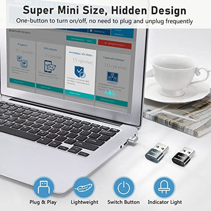 USB Mouse Mover with Switch Button, Automatic Mini Mouse Shaker with 2 Jiggle Modes, Driver-Free, Plug & Play, Keep Computer/Laptop Awake, USB-C Adapter, Silver - color: Silver