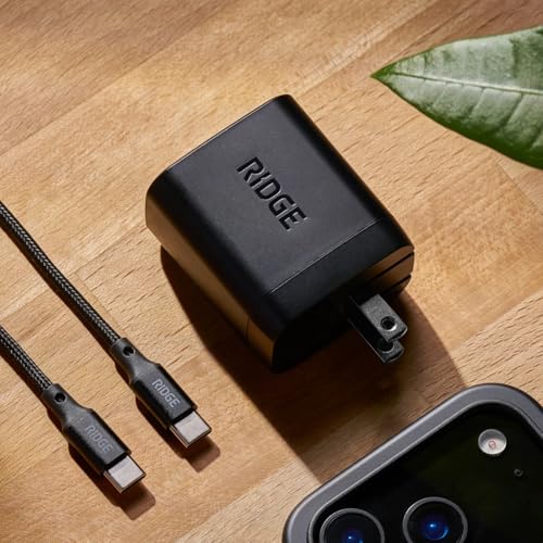 Ridge 45W Wall Charger Set, Dual USB-C Ports, Laptop-Grade Power with Complete Cable Kit Included - Matte Black - color: Matte Black