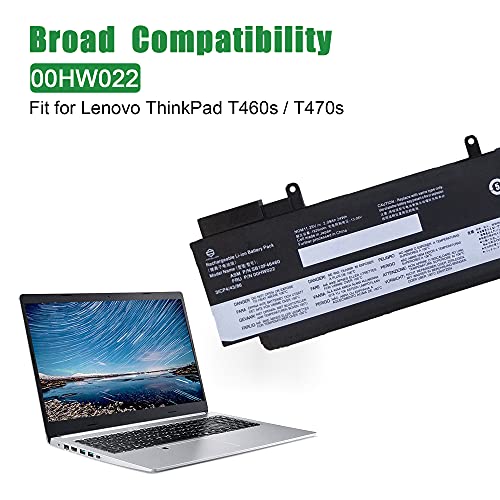 00HW022 Laptop Battery Replacement for Lenovo ThinkPad T460s T470s Series Notebook SB10F46460 00HW023 SB10F46461 00HW036 SB10F46474 00HW037 SB10F46475 Black 11.25V 24Wh 2090mAh
