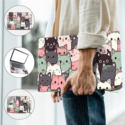 Universal Laptop Skin, DIY Cut-to-Fit Vinyl Cover Compatible with HP, Dell, Lenovo, Mac (13.3" to 15.6"), Anti-Scratch, No Residue & Bubble-Free Protective Decal Sticker, Cute Pastel Cat Pattern - color: Cute Pastel Cat Pattern