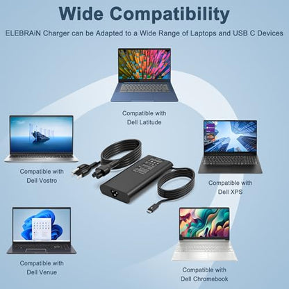 130W USB C Laptop Charger Compatible with Dell XPS 15 9575 9510 9500, Precision 5530 5560 5750, Latitude 7410 5520 5420, Replacement for Dell 130W AC Adapter - color: BLACK_D