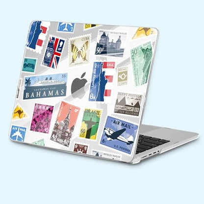 for MacBook Pro 14 inch Case 2025 M5 2024 M4 2023 Release– Fashionable Lightweight Floral Design Transparent HD Clear Laptop Shell, with TPU Keyboard Cover & OTG Adapters, Stamp - color: Stamp