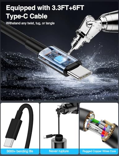 75W USB C Car Charger, 3-Port Super Fast Charging Cigarette Lighte | PD/QC 3.0 Car Cigarette Lighter Adapter for iPhone17/16/15 Pro Max & Samsung Galaxy S26/S25, with 4Pack 3/6.6FT Type-C Cables