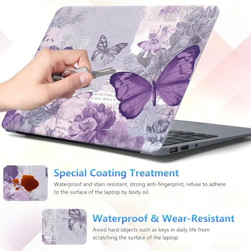 Laptop Skin Sticker Decal 15-15.6 Inch with Cute Mouse Pad, Universal Reusable Vinyl Sticker for 12.1 13 13.3 14 15.4 Inch Netbook and Notebook PC, Purple Butterfly Collage - color: Purple Butterfly Collage