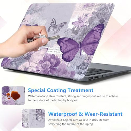 Laptop Skin Sticker Decal 15-15.6 Inch with Cute Mouse Pad, Universal Reusable Vinyl Sticker for 12.1 13 13.3 14 15.4 Inch Netbook and Notebook PC, Purple Butterfly Collage - color: Purple Butterfly Collage