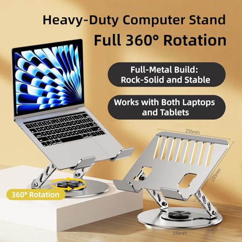 360° Rotatable Height-Adjustable All-Metal Dual-Bar Laptop Stand, Anti-Slip Heat-Dissipating for MacBook Pro/Air (10-17"), Tablet, Gaming, Office, Home, Drawing - Gray - color: C. Extra Large 2-Tier, Gray