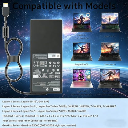 Slim 330W Laptop Charger Replacement for Lenovo Legion Pro 9 9i 7 7i 5i 5 Gen 16IRX8 16IRX9 RTX 4070 4080 4090 ThinkPad Gaming Yoga AIO 7 ADL330SDC3A GX21M50608 20V 16.5A Power Supply Cord AC Adapter