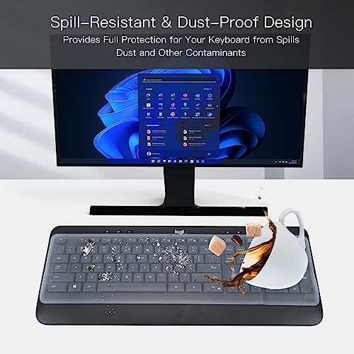 Universal Keyboard Cover Skin for Standard Size PC Computer Desktop Keyboard Ultra Thin Silicone Waterproof Dustproof Keyboard Cover Skin Protector, Clear (Size: 17.7" x 5.5") - size: 17.7" x 5.5"