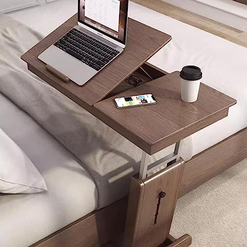 Coffee Table, Height-Adjustable C-shaped Side Table, Folding Coffee Table with Tilting Table Top, Sofa Bedside, Laptop Stand, TV Tray with Storage Basket, Snack Side Table
