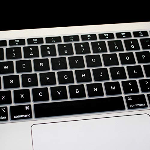 Se7enline Compatible with MacBook Air 13 inch 2018/2019/2020/2021/2022/2023/2024 Keyboard Cover M1 A2337/A2179 Soft Silicone Protective Skin Protector for MacBook Air 13-inch Touch ID US Layout, Black | Silicone Waterproof Dustproof Durable Washable Lapto