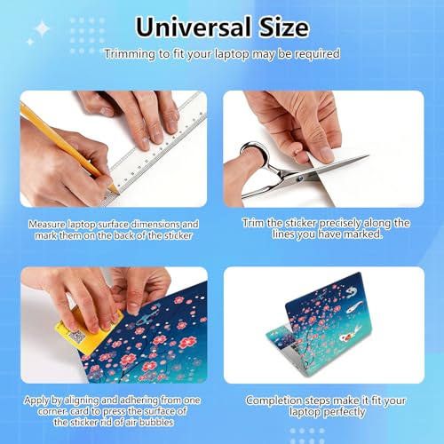 Universal Laptop Skin Sticker Decal for 11.6”12" 13" 13.3" 14" 15" 15.4" 15.6" Reusable Waterproof Scratch-Scratch Resistant Protective Vinyl Laptop Notebook Skin Stickers - Cherry Blossom and Fish - color: Cherry Blossom and Fish