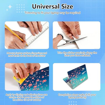 Universal Laptop Skin Sticker Decal for 11.6”12" 13" 13.3" 14" 15" 15.4" 15.6" Reusable Waterproof Scratch-Scratch Resistant Protective Vinyl Laptop Notebook Skin Stickers - Cherry Blossom and Fish - color: Cherry Blossom and Fish