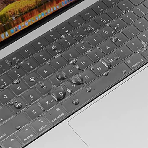 Keyboard Cover Ultra Thin for MacBook Air 13.6 inch M2 A2681 2022 & MacBook Pro 14/16 inch M1 Pro/Max A2442/A2485 2021, Waterproof TPU Protective Skin, Transparent