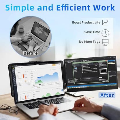 14 Inch Laptop Screen Extender IPS FHD 1080P Plug and Play Extra Screen | Portable Travel Work Monitor USB-C HDMI Port Compatible with Wins Mac Chrome Dex Fits 13-17" Laptops - size: 14" Monitor-C