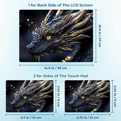 Reusable Universal Laptop Skin Sticker, Cut to Fit for 11.6–15.6 Inch Laptops, Waterproof Protective Film, No-Residue - Golden Dragon - color: Golden Dragon