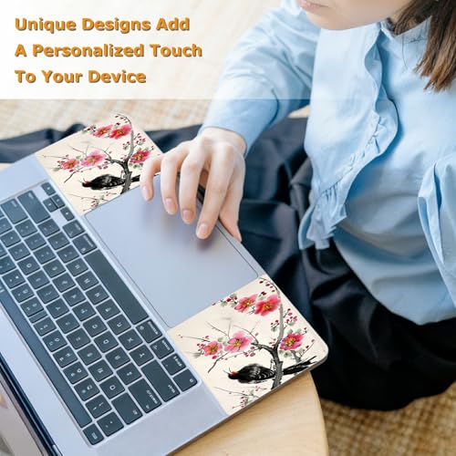 Universal Laptop Skin Sticker with 2 Wrist Pad Decals, 3-Piece Removable Vinyl Laptop Cover, Plum Blossom Waterproof Anti-Scratch, Easy-Trim Fit for 13.3" 14" 15.6" Laptops - color: Plum Blossom