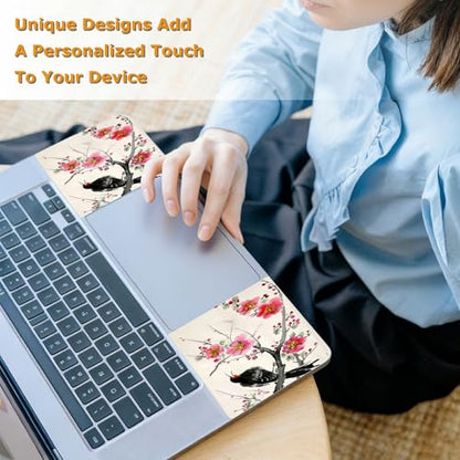 Universal Laptop Skin Sticker with 2 Wrist Pad Decals, 3-Piece Removable Vinyl Laptop Cover, Plum Blossom Waterproof Anti-Scratch, Easy-Trim Fit for 13.3" 14" 15.6" Laptops - color: Plum Blossom