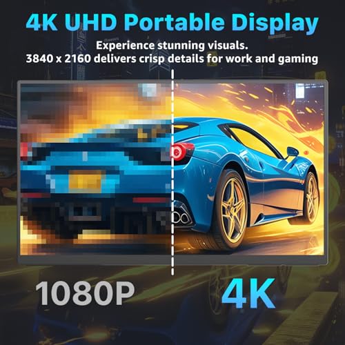Upperizon Portable Monitor 23.8 inch 4K 3840X2160 144% sRGB 60Hz HDR HDMI USB-C Travel Monitor for Laptop MacBook PC Surface PS5 Xbox, Large External Display with Kickstand & Speakers, VESA Compatible - size: 23.8 inch