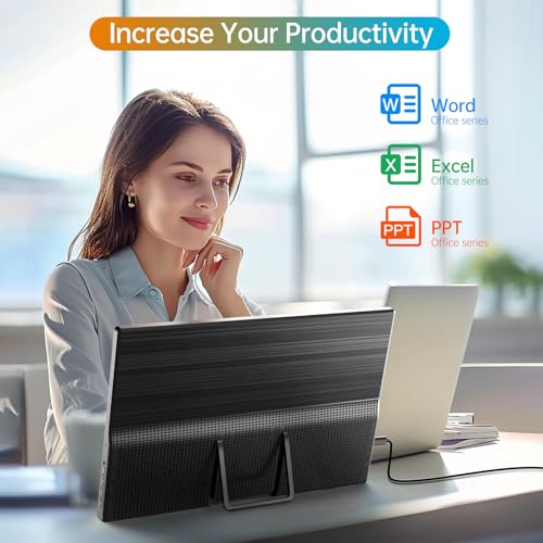 Portable Monitor 15.6 Inch 1080P USB-C HDMI Ultra-Slim Travel Monitor with Kickstand, Compatible with Xbox, Laptop, PC, Mac Phone, PS, Swich IPS Ultra-Thin Zero Frame Gaming Monitor - size: 15.6" 1080P