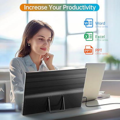 Portable Monitor 15.6 Inch 1080P USB-C HDMI Ultra-Slim Travel Monitor with Kickstand, Compatible with Xbox, Laptop, PC, Mac Phone, PS, Swich IPS Ultra-Thin Zero Frame Gaming Monitor - size: 15.6" 1080P