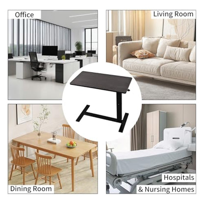 lumizone Foldable Overbed Table with Wheels Bedside Desk White | Adjustable Height 27.56"-36.61" Rolling Hospital Bed Table with Casters Medical Tray for Home Use Desk Over the Bed - color: White