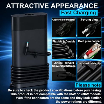 150W Laptop Charger AC Adapter Compatible with HP Zbook 15 16 17 15U 15V G3 G4 G5 G6 G7 G8 G9 Victus 15 Pavilion Gaming 15 15-bc 17 OMEN 15 17 Pavilion Gaming 15 17 Blue Tip Power Supply Cord