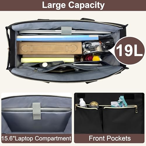 Laptop Bag for Women - 15.6 Inch Tote Work Bag with Compartments Nurse Teacher Bag Large Lightweight Office Handbag - color: Brown