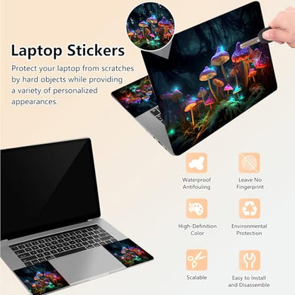 Laptop Skin Sticker Decal 15.6 Inch,12 13 13.3 14 15 15.6 in Laptop Netbook Skins for Notebook,Art Decal Removable Waterproof Scratch Resistant,Universal Vinyl Cover,Glitter Mushroom Forest - color: Glitter Mushroom Forest