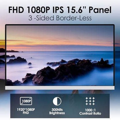 Redalf 15.6" FHD IPS Triple Portable Monitor for Laptop, Fits Laptops | Ultra-Thin Zero Frame, Compatible with Mac, Windows, Chrome, Plug and Play, Detachable Laptop Screen Extender - color: Grey