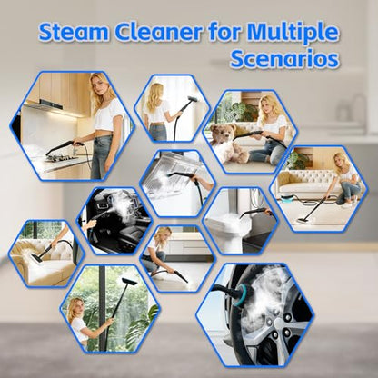 Steam Cleaner for Home(True High Temperature257℉),3-Levels Adjustable Hand held Steamer for Cleaning,1.9 Quart Steam Cleaner for Car,2500W Handheld Steam Cleaner Grease,Dirt,Tile Furniture