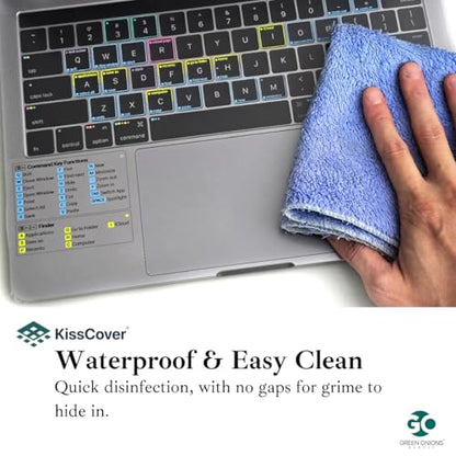 KissCover Ultra-Thin Full Keyboard Cover for MacBook Pro 14.2" with Printed Shortcut Keys, 4X thinner Than competitors, Protects Touch ID, and Works Seamlessly Over The Cover