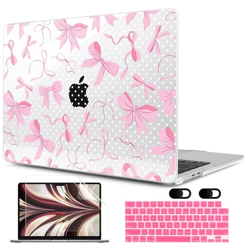 MEEgoodo Case for MacBook Pro 16 inch 2026 2024 2023 2021,Laptop Shell Compatible with M5 M4 M3 M2 M1 Pro/Max Chip,Fit Model A3429/A3428/A3403/A3186/A2991/A2780/A2485,White Polka Dots&Cute Bows - color: White Polka Dots&Cute Bows