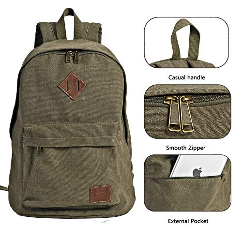 Durable Canvas College Rucksack Laptop Excursion Backpack Travel Notebook School Backpack Bookbag For Men Women Military Green Factory Directly - color: Millitary Green