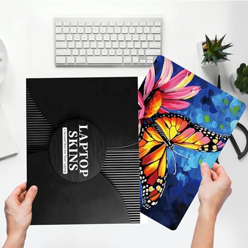 Universal Laptop Skin Sticker with 2 Wrist Pad Skins, Waterproof Scratch Resistant Vinyl Laptop Cover Decal, Cut to Fit for 11–15.6 Inch MacBook HP Dell Lenovo, Butterfly Flower - color: Butterfly Flower
