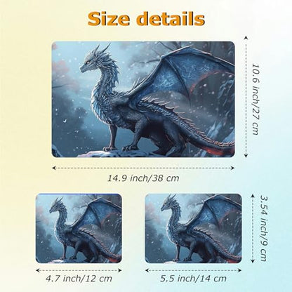 Universal Laptop Skin Sticker with 2 Wrist Pad Decals, 3-Piece Removable Vinyl Laptop Cover, Blue Dragon Waterproof Anti-Scratch, Easy-Trim Fit for 13.3" 14" 15.6" Laptops - color: Blue Dragon