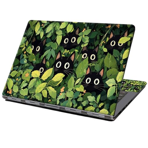 Laptop Skin Sticker Decal 12" 13" 13.3" 14" 15" 15.6",Waterproof Scratch Resistant Vinyl,Reusable Easy to Apply,for MacBook HP Dell Notebooks Netbooks Laptop,2 Wrist Pads,Cat Plant - color: Cat Plant