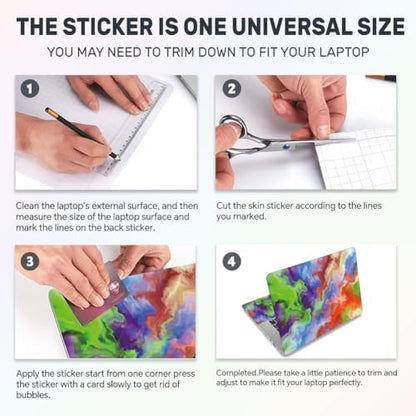 3Pcs Marble Watercolor Laptop Skin Sticker Colorful Universal Removable Vinyl Stickers Fits for 12.1 13 14 15.6 16 Inch Waterproof Notebook Decal Cover Gift - color: red and green