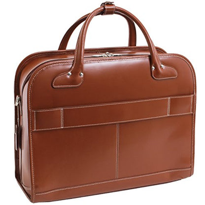 McKlein LAKEWOOD, 15" Leather Detachable -Wheeled Ladies' Laptop/Computer & Tablet Business Briefcase Bag/Women's Rolling Overnight Travel Bag, Removable trolley case - color: Brown, style: Lakewood
