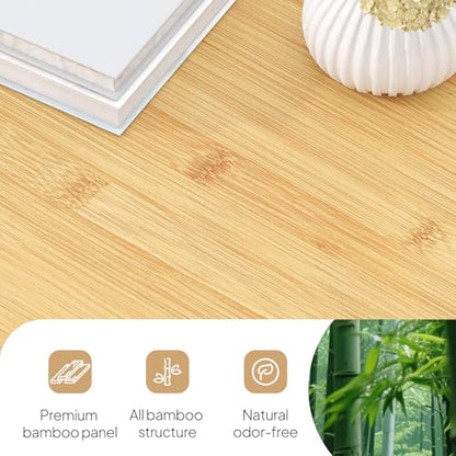 Bamboo Laptop Desk for Bed, Height & Angle Adjustable Foldable Lap Desk with Drawer & Cup Holder, Portable Bed Desk Table for Working, Reading, Writing or Breakfast on Sofa, Couch or Floor