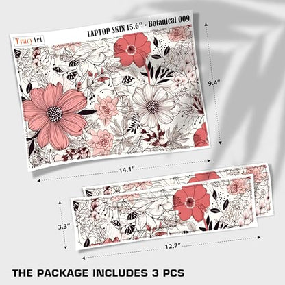 Laptop Skin Decal HP 15.6" - Botanical, Laptop Cover Sticker, No Cutting Required, No Bubble, Waterproof, Scratch Resistant - Including Wide Screen and Wrist Pad - size: 15.6 inch