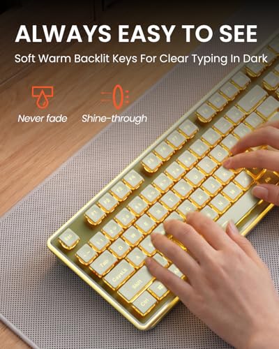 Wireless Keyboard and Mouse Combo with White Backlit Pudding Keycaps, Bluetooth & 2.4G, 2000mAh Rechargeable, Full Size, Metal Panel Quiet Computer Keyboard Set for Windows PC Desktop - Green - color: Upgraded Version - Green