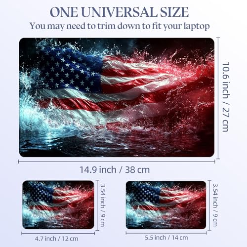 Universal Laptop Skin Sticker Decal,15.6 Inch Laptop Vinyl Cover for 13" 14" 15.6" Laptop,Scratch-Resistant Waterproof Protector Wrap,Reusable with Wrist Pads,Splash American Flag - color: Splash American Flag