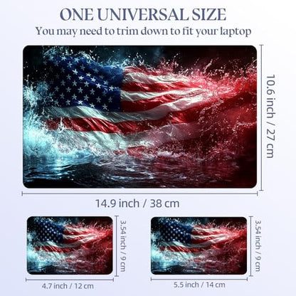 Universal Laptop Skin Sticker Decal,15.6 Inch Laptop Vinyl Cover for 13" 14" 15.6" Laptop,Scratch-Resistant Waterproof Protector Wrap,Reusable with Wrist Pads,Splash American Flag - color: Splash American Flag