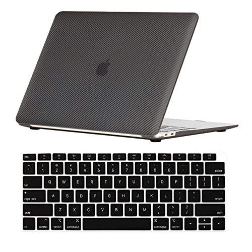 Se7enline Compatible with MacBook Air 13 Inch Case A1932/M1 A2337/A2179 Case Cover 2018/2019/2020/2021/2022/2023/2024 for Mac Air 13-Inch Retina Display Touch ID &Keyboard Cover,Carbon Fiber Black | Carbon Fiber Texture Hard Shell Laptop Case with Keyboar