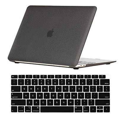 Se7enline Compatible with MacBook Air 13 Inch Case A1932/M1 A2337/A2179 Case Cover 2018/2019/2020/2021/2022/2023/2024 for Mac Air 13-Inch Retina Display Touch ID &Keyboard Cover,Carbon Fiber Black | Carbon Fiber Texture Hard Shell Laptop Case with Keyboar