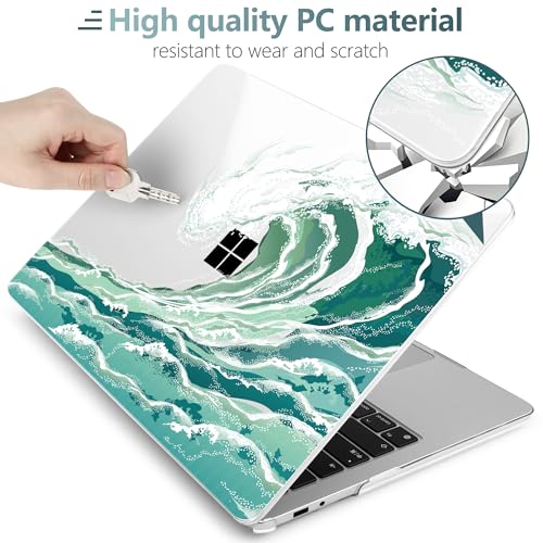 Batianda Case for Microsoft Surface Laptop 13 inch 2025 2026, Aqua Wave | Fits Model 2095, Artistic Patterns Ultra-Slim Lightweight Scratch-Resistant Hard Shell with Professional Protection - color: Wave