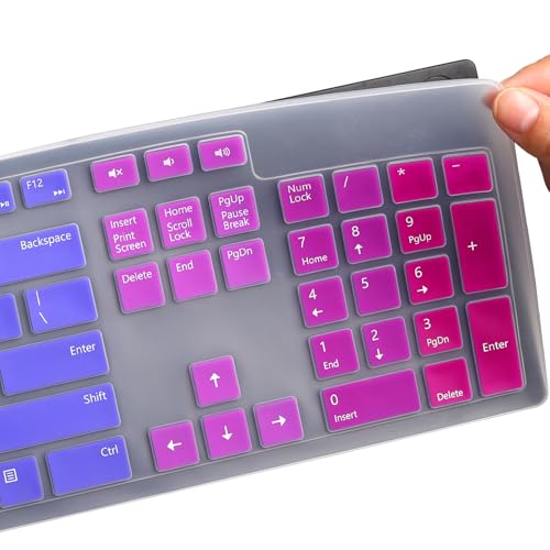 Keyboard Cover for Dell KM636 KB216 KB216t KB216d KB216p Wired & Wireless Keyboard, Dell Optiplex 5250 3050 3240 5460 7450 7050, Dell Inspiron Desktop 24" 27" 5400 5490 7700 7790 3475 3670 3477-RW - color: Rainbow